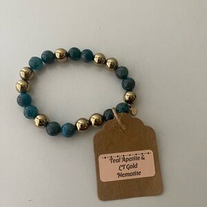 Teal and Gold Beaded Bracelet